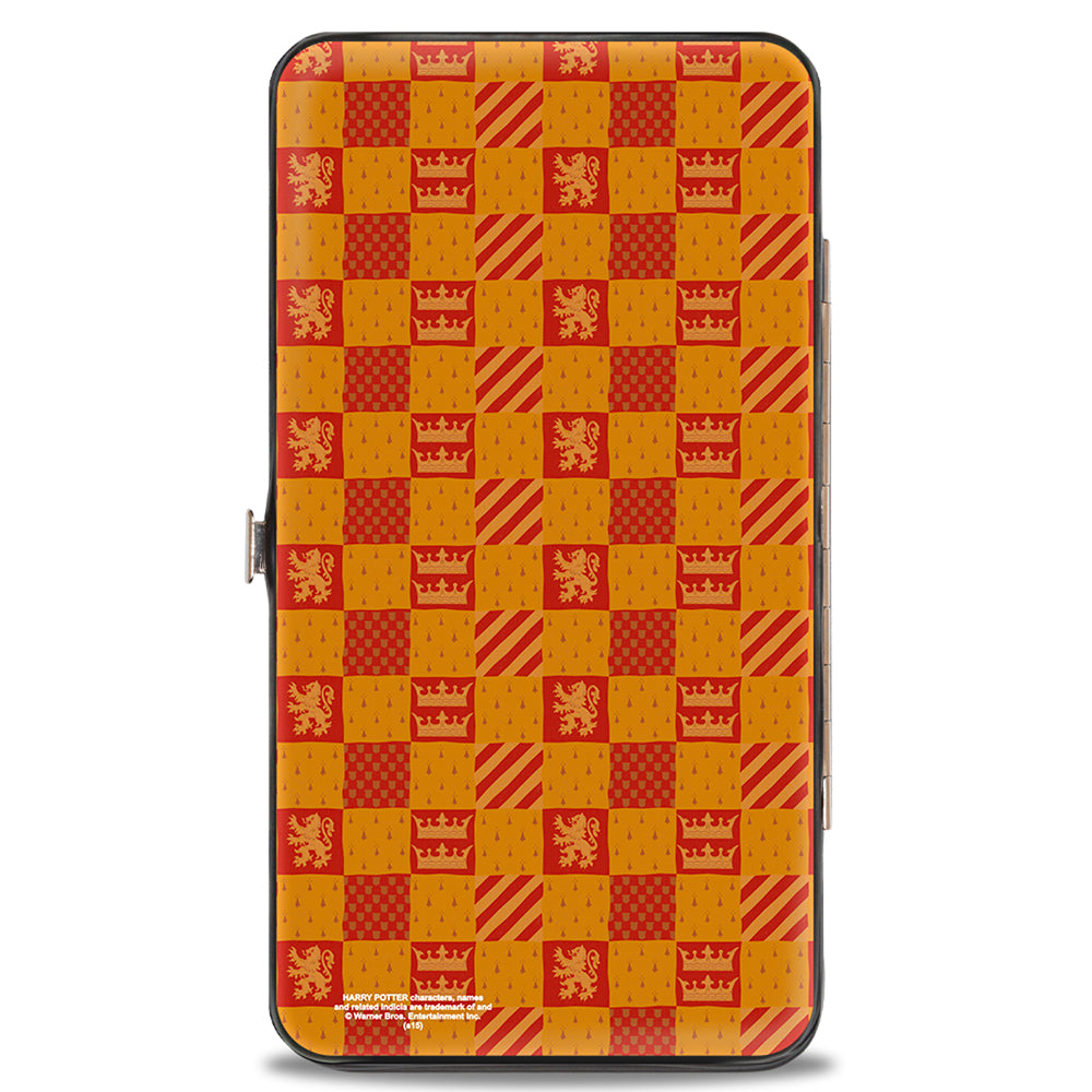 Hinged Wallet - Harry Potter GRYFFINDOR Crest Heraldry Checkers Golds Reds Hinged Wallets Harry Potter