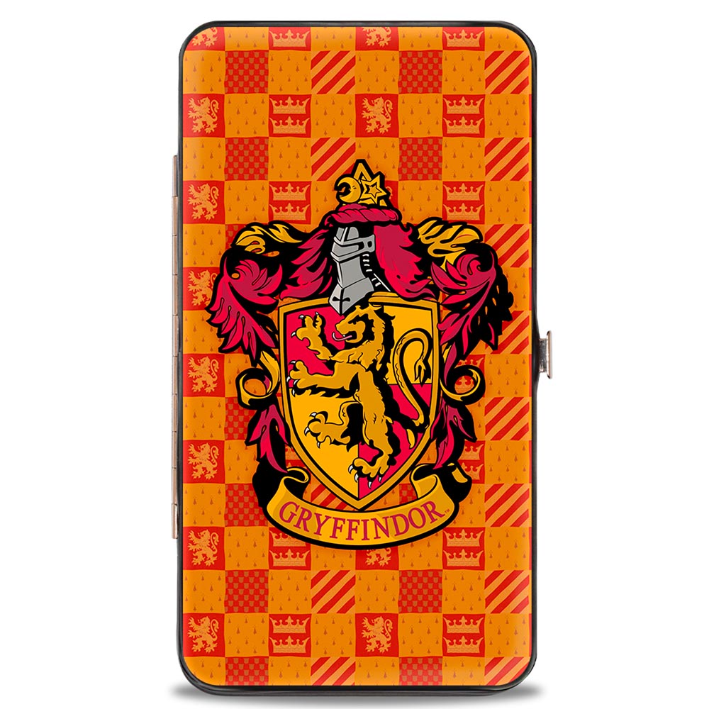 Hinged Wallet - Harry Potter GRYFFINDOR Crest Heraldry Checkers Golds Reds Hinged Wallets Harry Potter