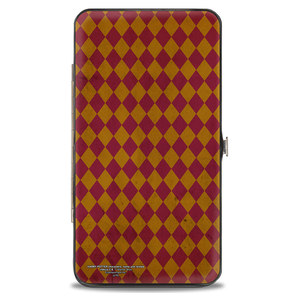 Hinged Wallet - GRYFFINDOR Crest Stripes Diamonds Red Golds Hinged Wallets Harry Potter