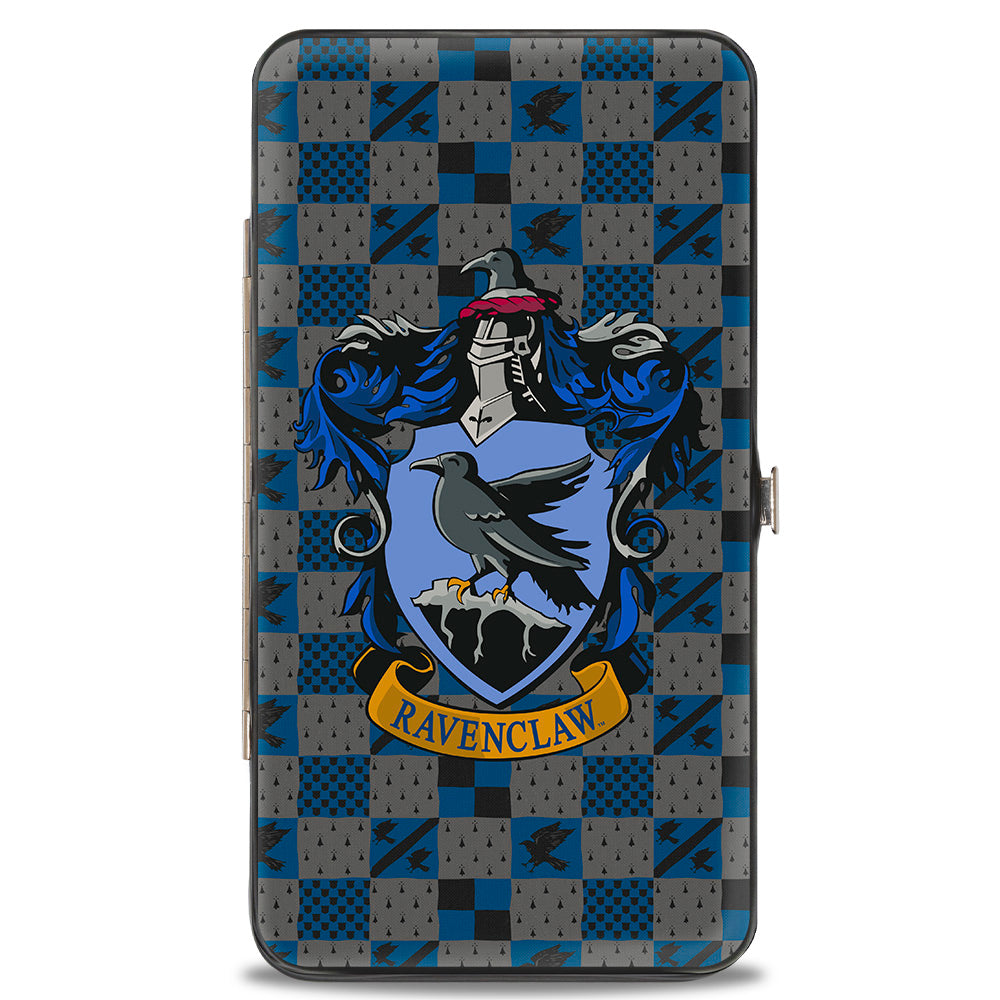 Hinged Wallet - Harry Potter RAVENCLAW Crest Heraldry Checkers Gray Blues Hinged Wallets Harry Potter
