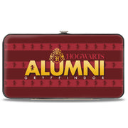 Hinged Wallet - HOGWARTS ALUMNI GRYFFINDOR + Initial Monogram/Lion Icon Stripe Burgundy Reds/Golds/White Hinged Wallets Harry Potter