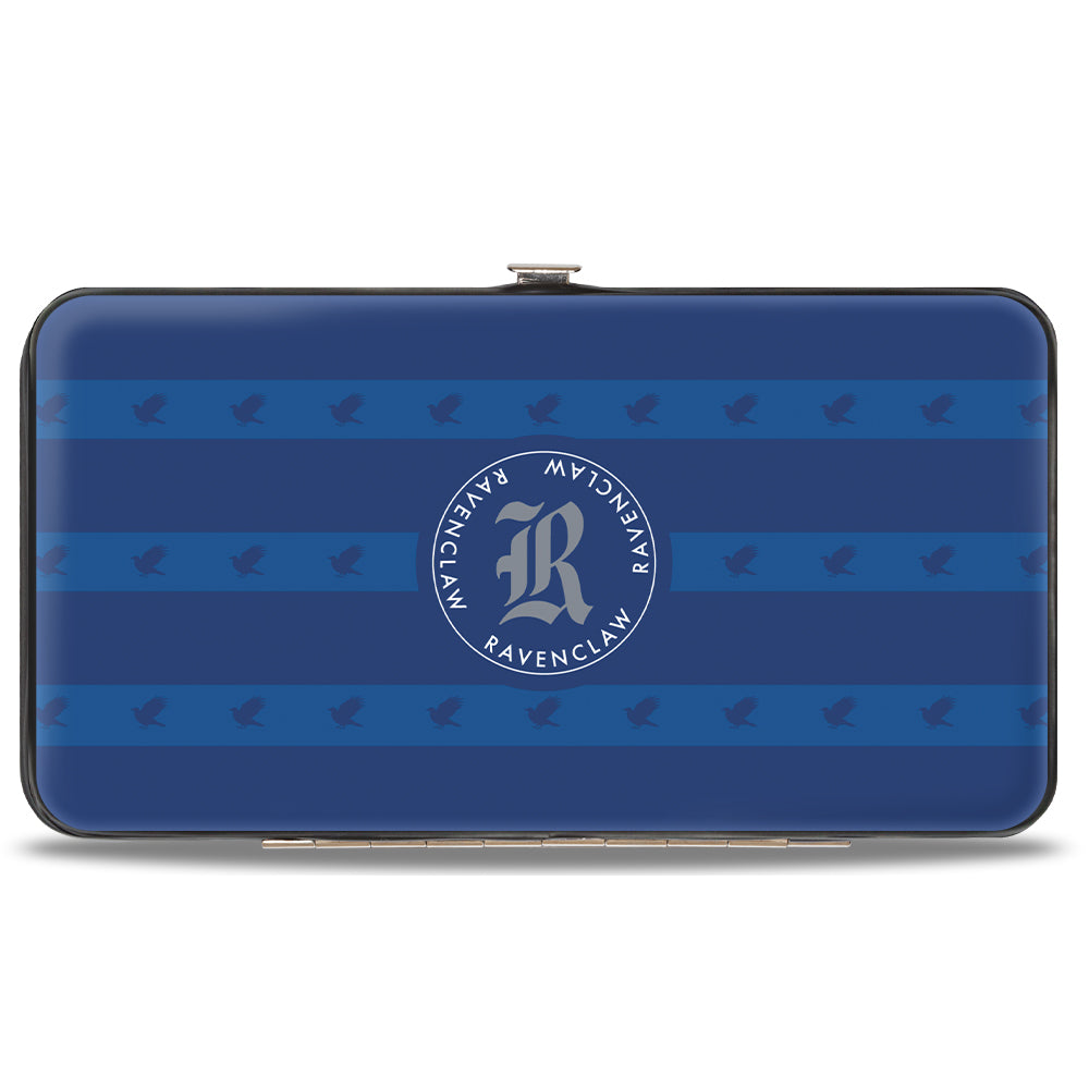 Hinged Wallet - HOGWARTS ALUMNI RAVENCLAW + Initial Monogram Eagle Icon Stripe Blues Gold Gray White Hinged Wallets Harry Potter