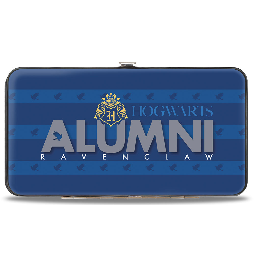 Hinged Wallet - HOGWARTS ALUMNI RAVENCLAW + Initial Monogram Eagle Icon Stripe Blues Gold Gray White Hinged Wallets Harry Potter