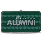 Hinged Wallet - HOGWARTS ALUMNI SLYTHERIN + Initial Monogram Snake Icon Stripe Greens White Grays Hinged Wallets Harry Potter