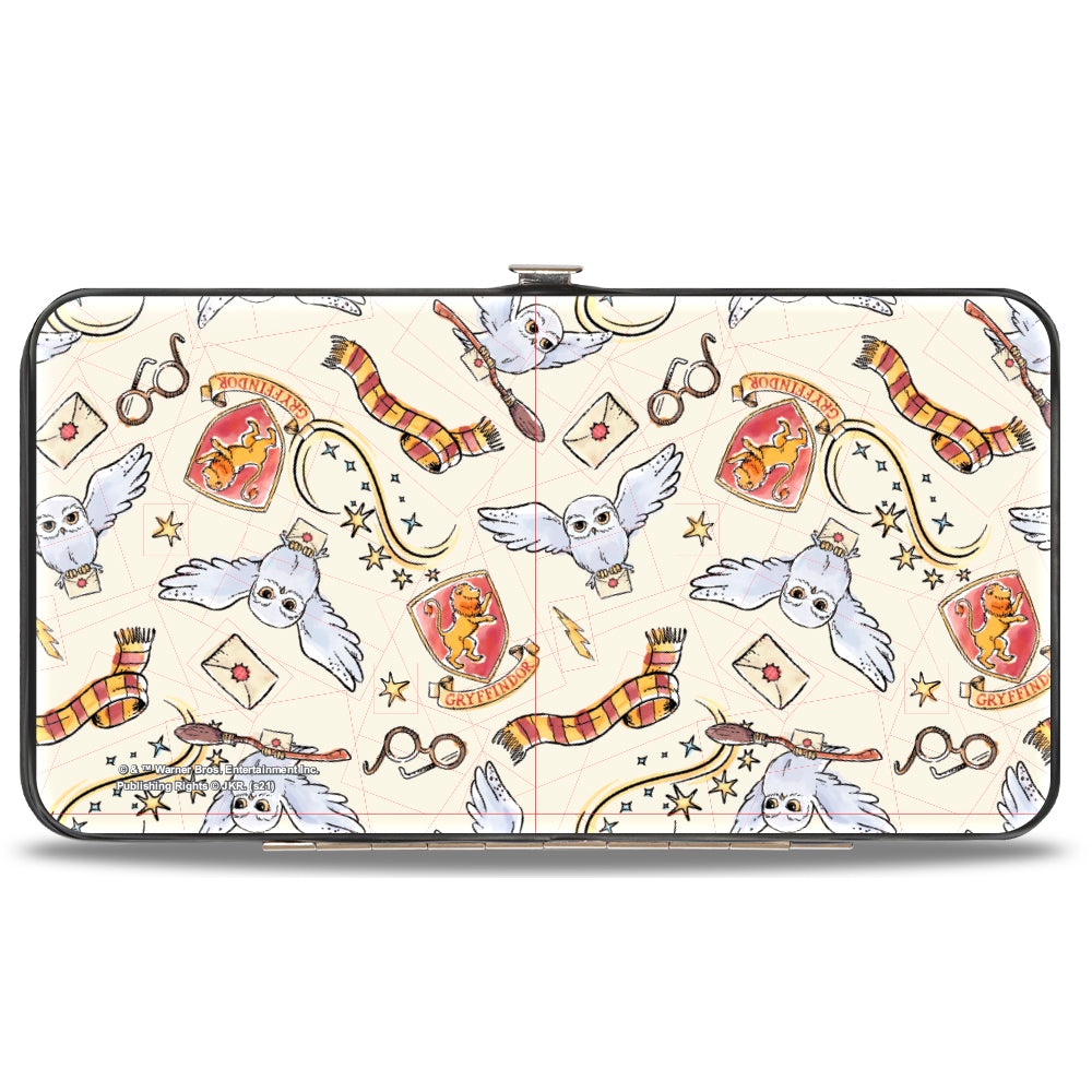 Hinged Wallet - Harry Potter and Hedwig Vivid Scene and Icons Collage Hinged Wallets Harry Potter