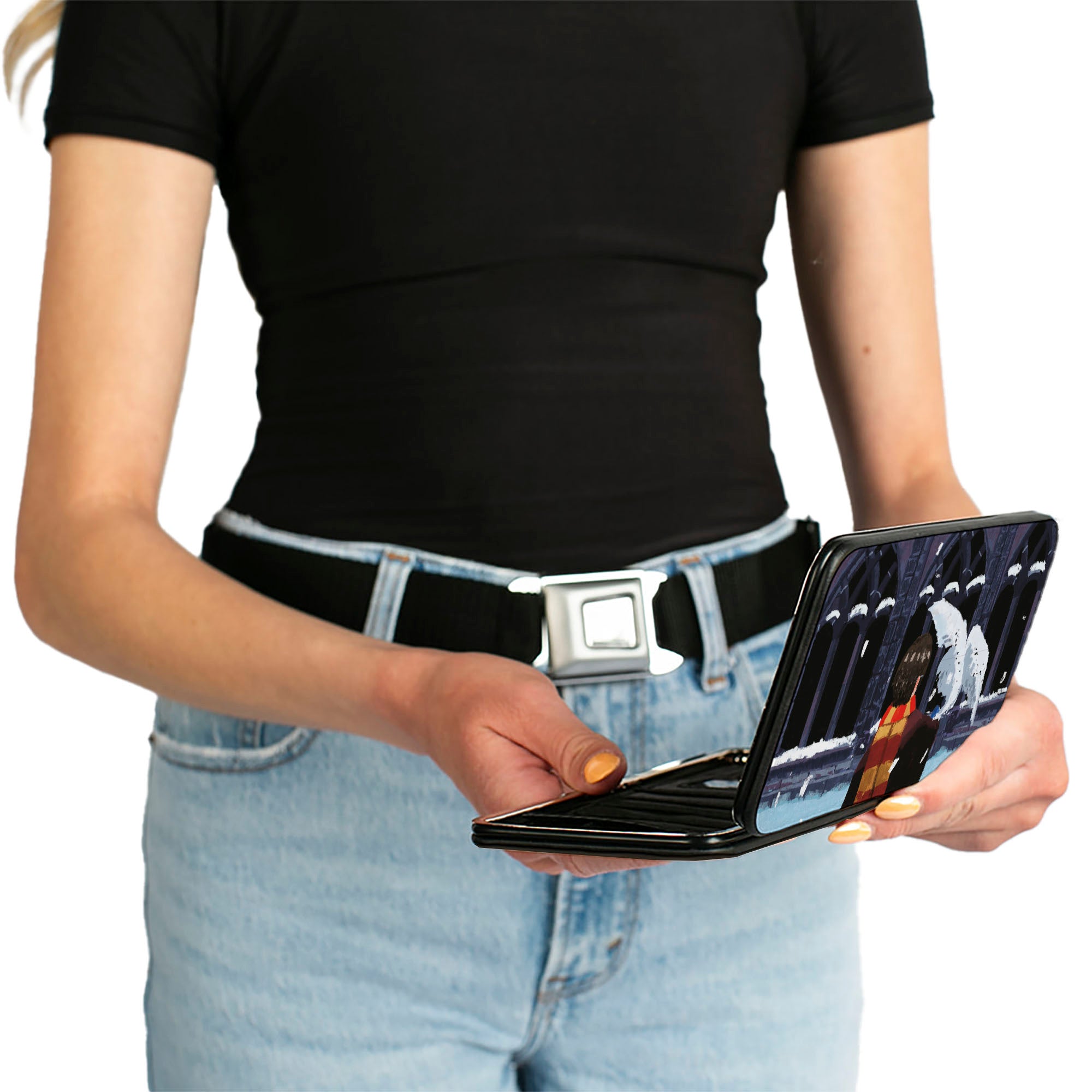 Hinged Wallet - Harry Potter and Hedwig Impressionist Snow Scenes Hinged Wallets Harry Potter