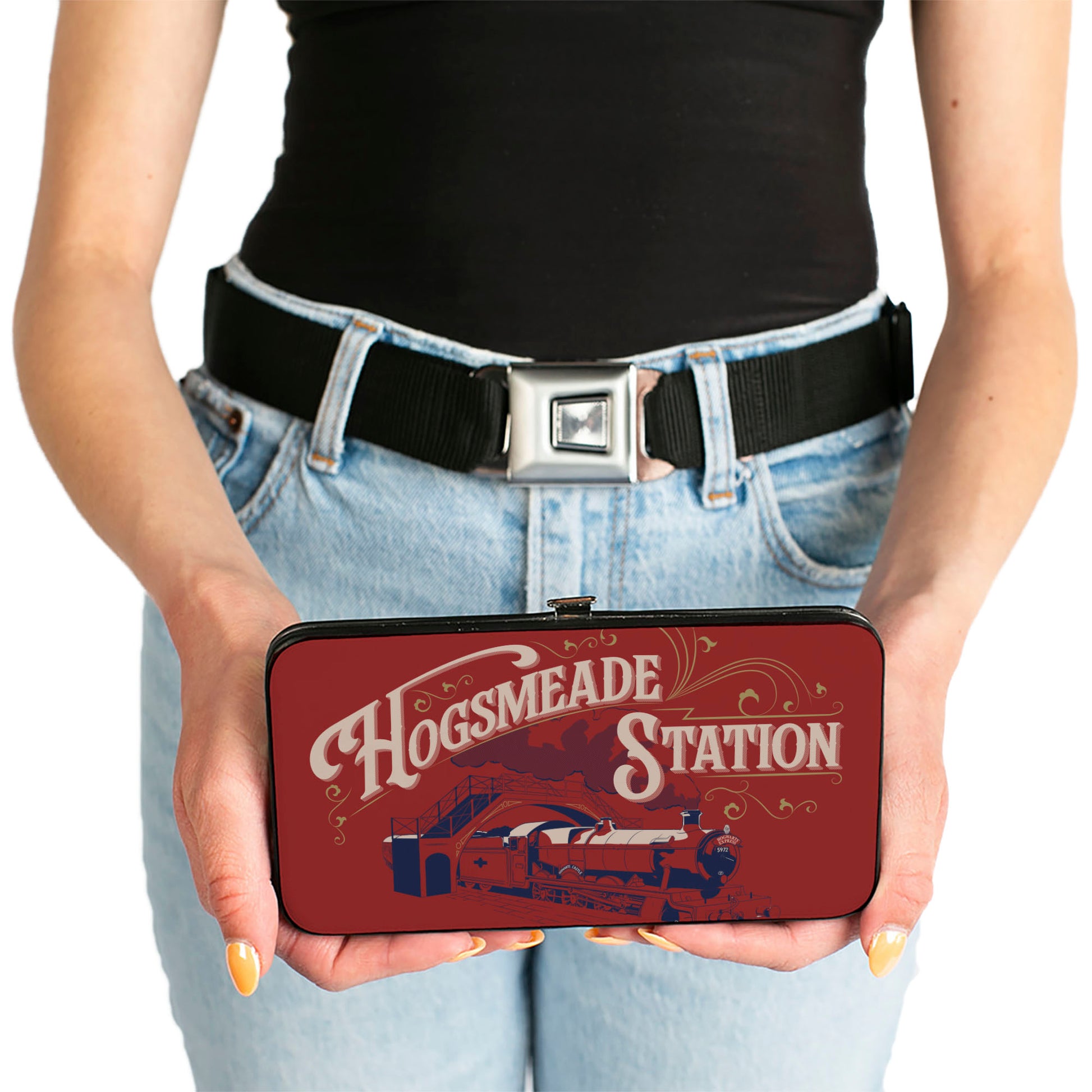 Hinged Wallet - Harry Potter HOGSMEADE STATION Train Red/Blue/Beige Hinged Wallets Harry Potter