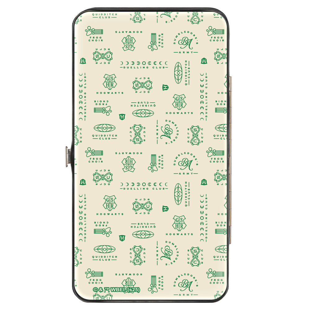 Hinged Wallet - Harry Potter QUIDDITCH CHAMPS Gear and Logos Collage Beige/Green Hinged Wallets Harry Potter