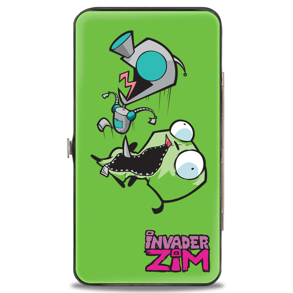 Hinged Wallet - INVADER ZIM GIR Pose and Title Logo + GIR and Costume Pose Green Hinged Wallets Invader Zim