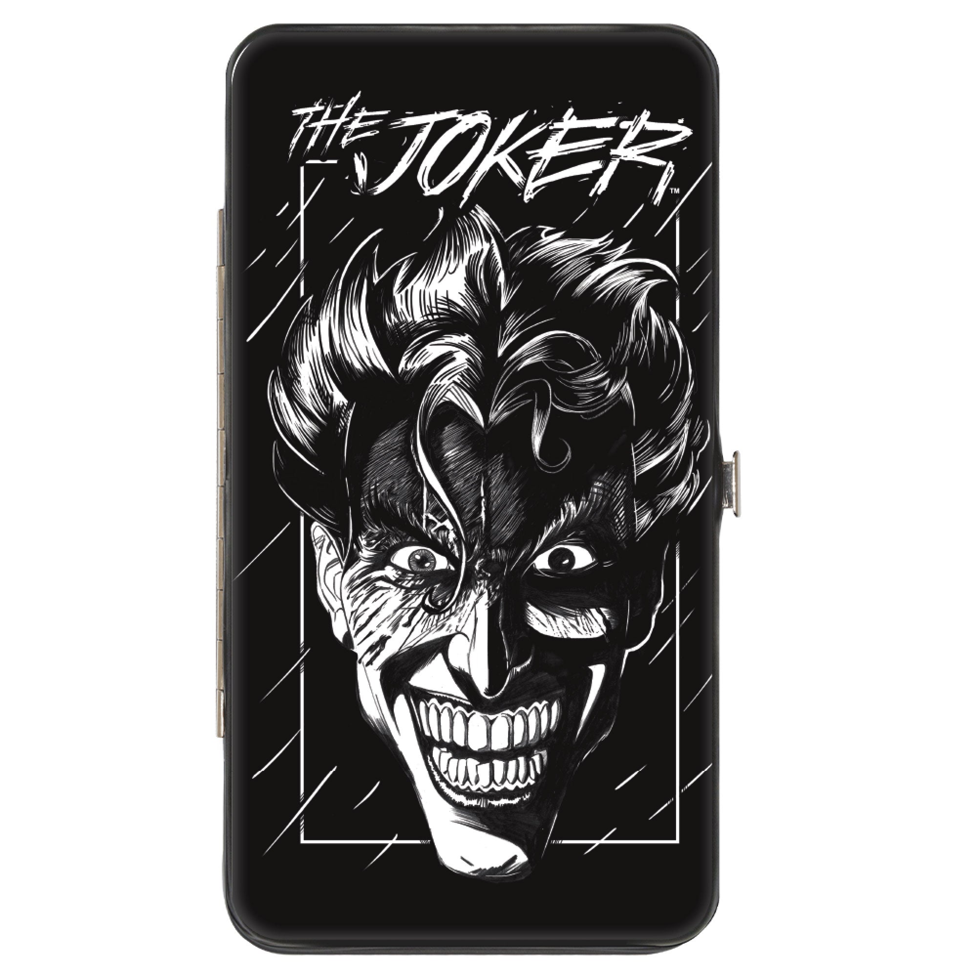 Hinged Wallet - THE JOKER Smiling Face Sketch Black/White Hinged Wallets DC Comics