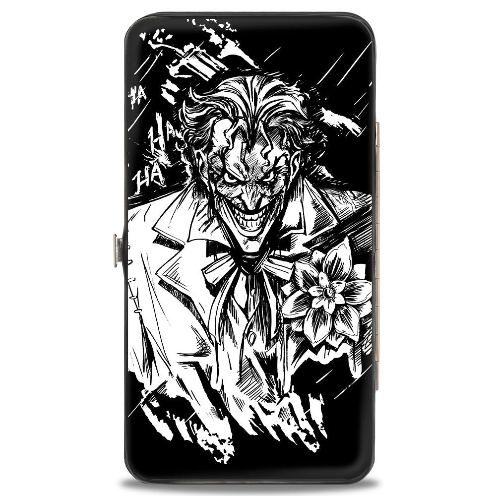 Hinged Wallet - Batman THE DARK KNIGHT + Joker HA HA Smiling Sketch Poses Black/White Hinged Wallets DC Comics