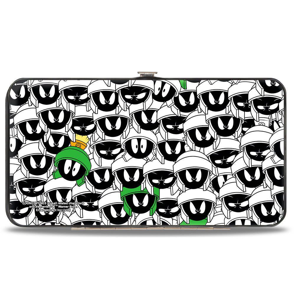 Hinged Wallet - Marvin the Martian Ray Gun Pose Expressions Stacked LANDSCAPE White Black Multi Color Hinged Wallets Looney Tunes