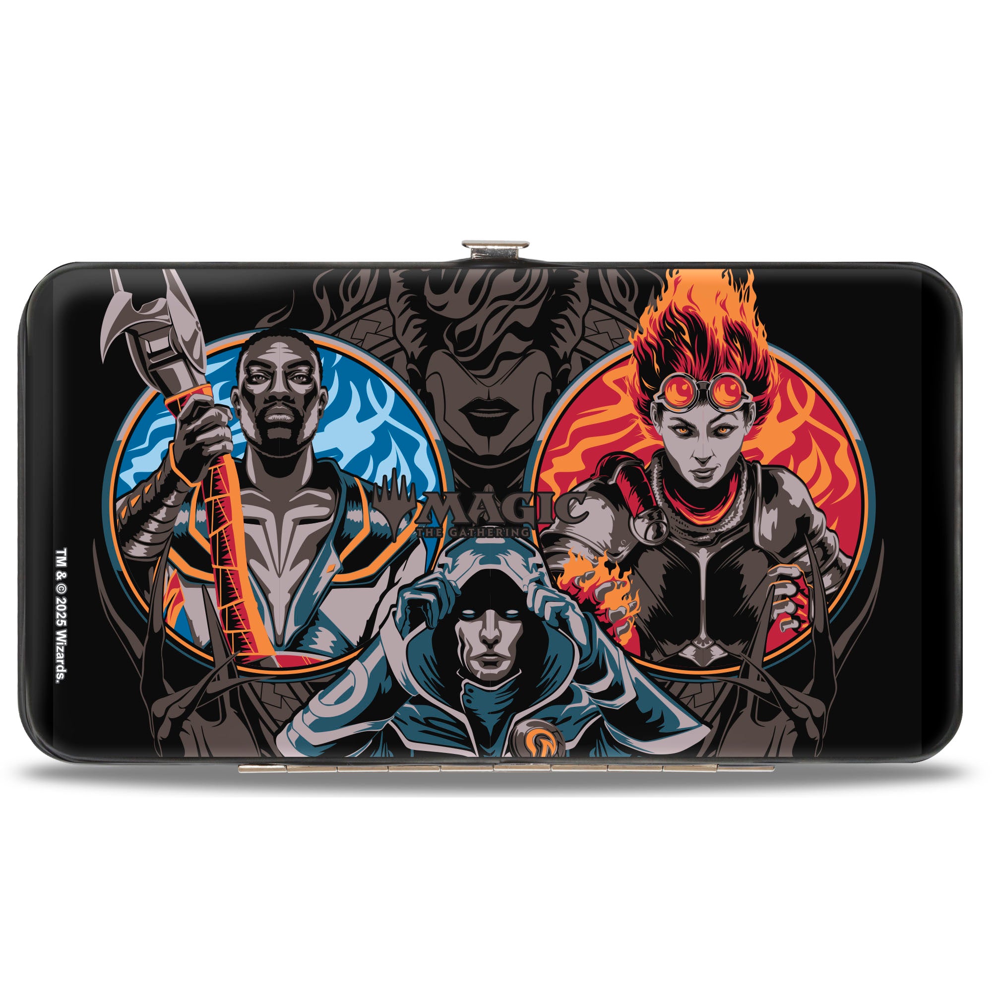 Hinged Wallet - MAGIC THE GATHERING Three Planeswalker Poses and Title Logo Black/Grays/Multi Color Hinged Wallets Magic: The Gathering
