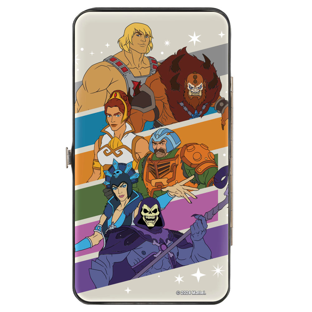Hinged Wallet - Masters of the Universe Character Stripe Poses White/Multi Color Hinged Wallets Masters of the Universe