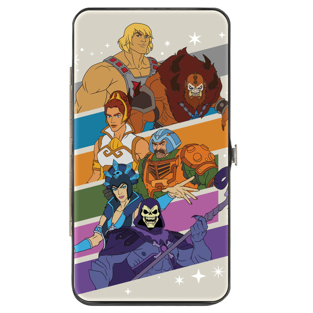 Hinged Wallet - Masters of the Universe Character Stripe Poses White/Multi Color Hinged Wallets Masters of the Universe
