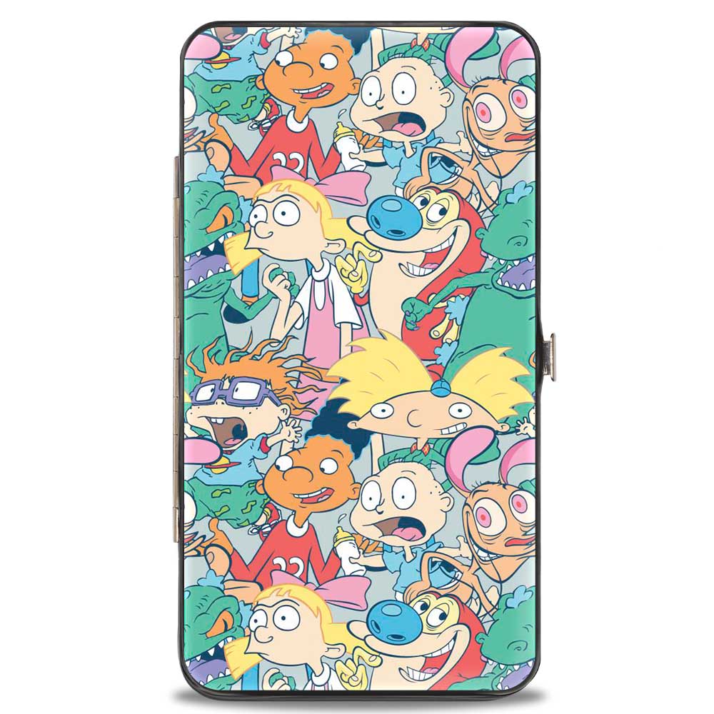 Hinged Wallet - Nick Rewind 90'S KID 8-Character Mash Up Collage Hinged Wallets Nick 90s