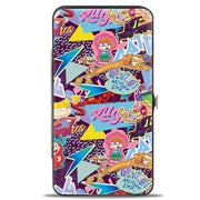 Hinged Wallet - Nick 90's Logos 7-Show Characters Purple Multi Color Hinged Wallets Nick 90s