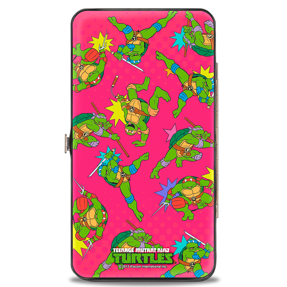 Hinged Wallet - KAPOW! Donatello Action Pose Scattered Turtle Action Poses Halftone Pinks Hinged Wallets Teenage Mutant Ninja Turtles