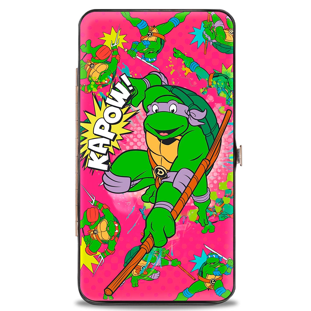 Hinged Wallet - KAPOW! Donatello Action Pose Scattered Turtle Action Poses Halftone Pinks Hinged Wallets Teenage Mutant Ninja Turtles