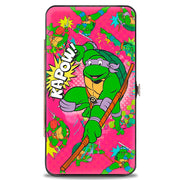 Hinged Wallet - KAPOW! Donatello Action Pose Scattered Turtle Action Poses Halftone Pinks Hinged Wallets Teenage Mutant Ninja Turtles