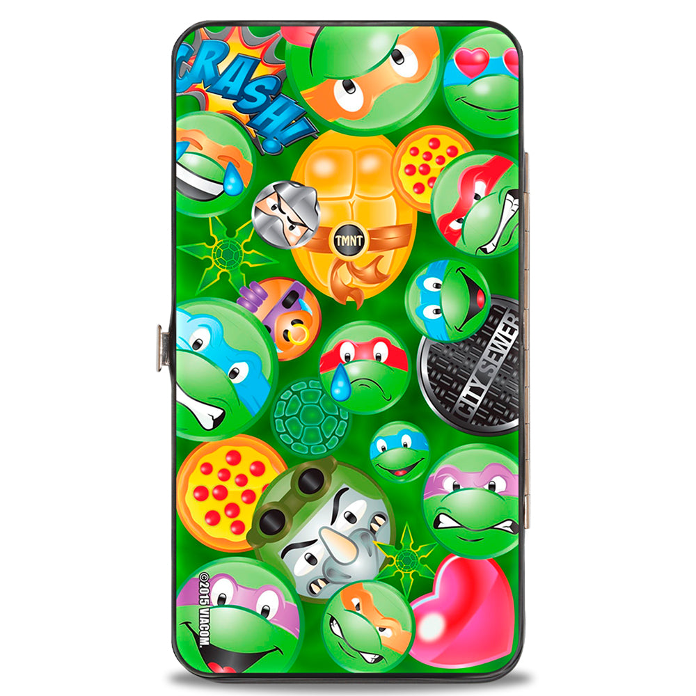 Hinged Wallet - Classic TMNT Turtle & Villain Expressions Pizza Turtle Shell Buttons Stacked Greens Hinged Wallets Teenage Mutant Ninja Turtles