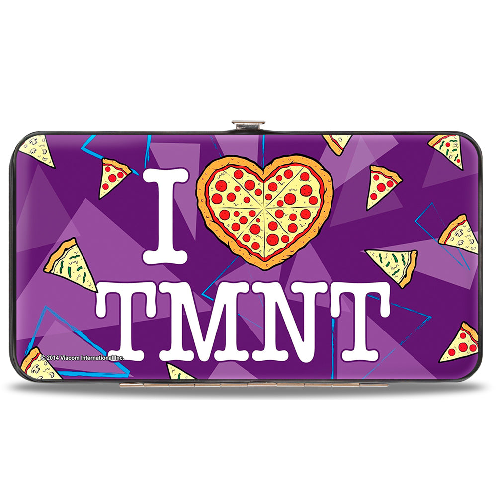 Hinged Wallet - Classic Teenage Mutant Ninja Turtles Faces + I "PIZZA-HEART" TMNT Purple Triangles Pizza Hinged Wallets Teenage Mutant Ninja Turtles