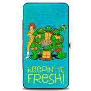Hinged Wallet - Classic Teenage Mutant Ninja Turtles April & Group KEEPIN' IT FRESH + Logo Blues Hinged Wallets Teenage Mutant Ninja Turtles