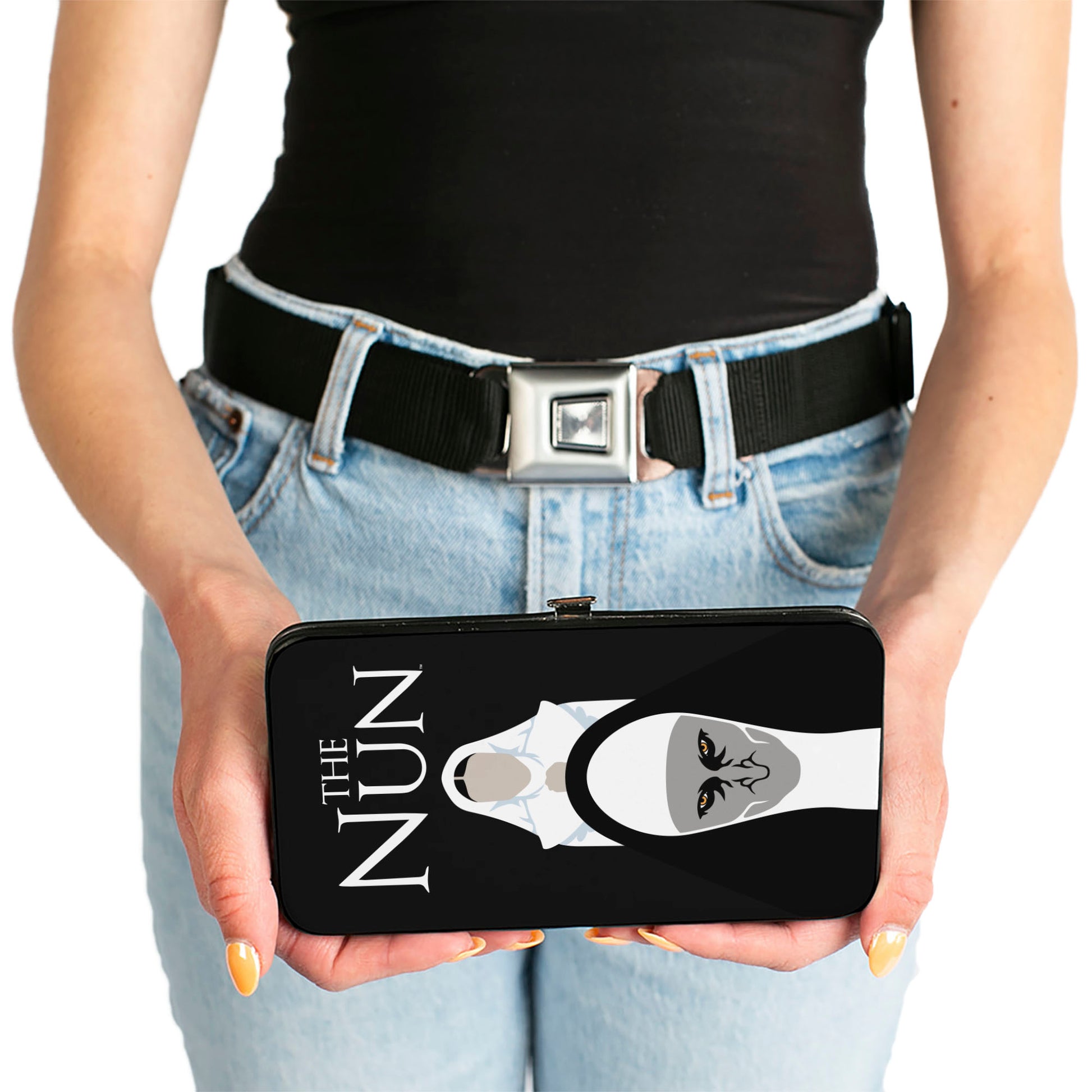 Hinged Wallet - THE NUN Sister Irene and Demon Nun Valak Icons with Title Logo Black/White Hinged Wallets The Nun