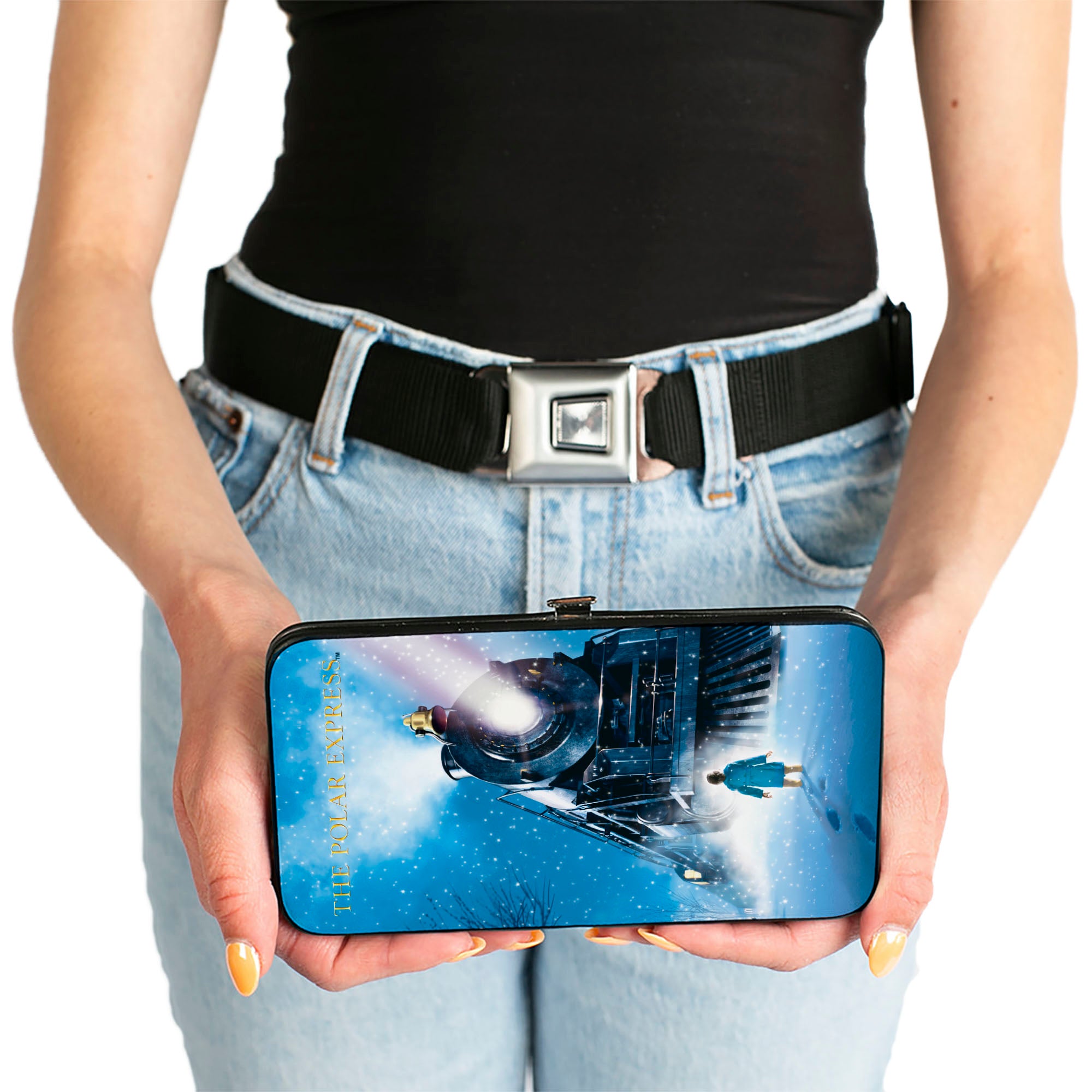 Hinged Wallet - THE POLAR EXPRESS Engine Car Light Beam Scene Hinged Wallets The Polar Express