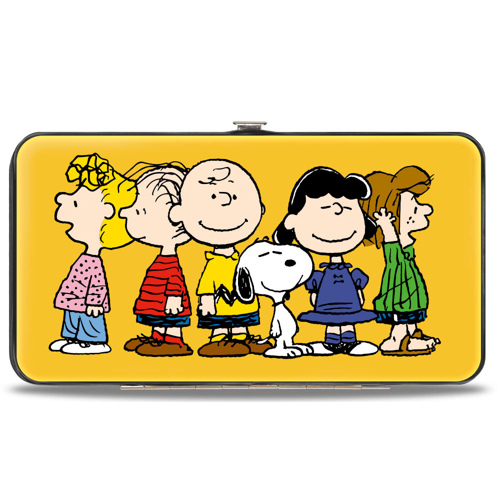 Hinged Wallet - Peanuts Gang Close-Up Group Pose Golden Yellow Hinged Wallets Peanuts
