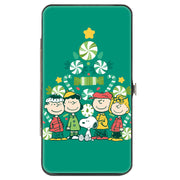 Hinged Wallet - Peanuts Holiday Christmas Tree Group Pose Greens Hinged Wallets Peanuts