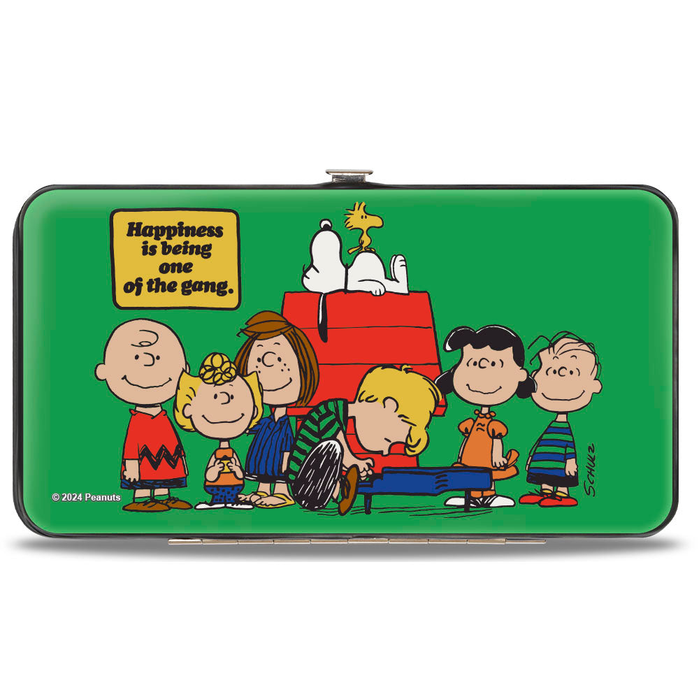 Hinged Wallet - Peanuts Gang HAPINESS IS BEING ONE OF THE GANG Group Pose Green Hinged Wallets Peanuts
