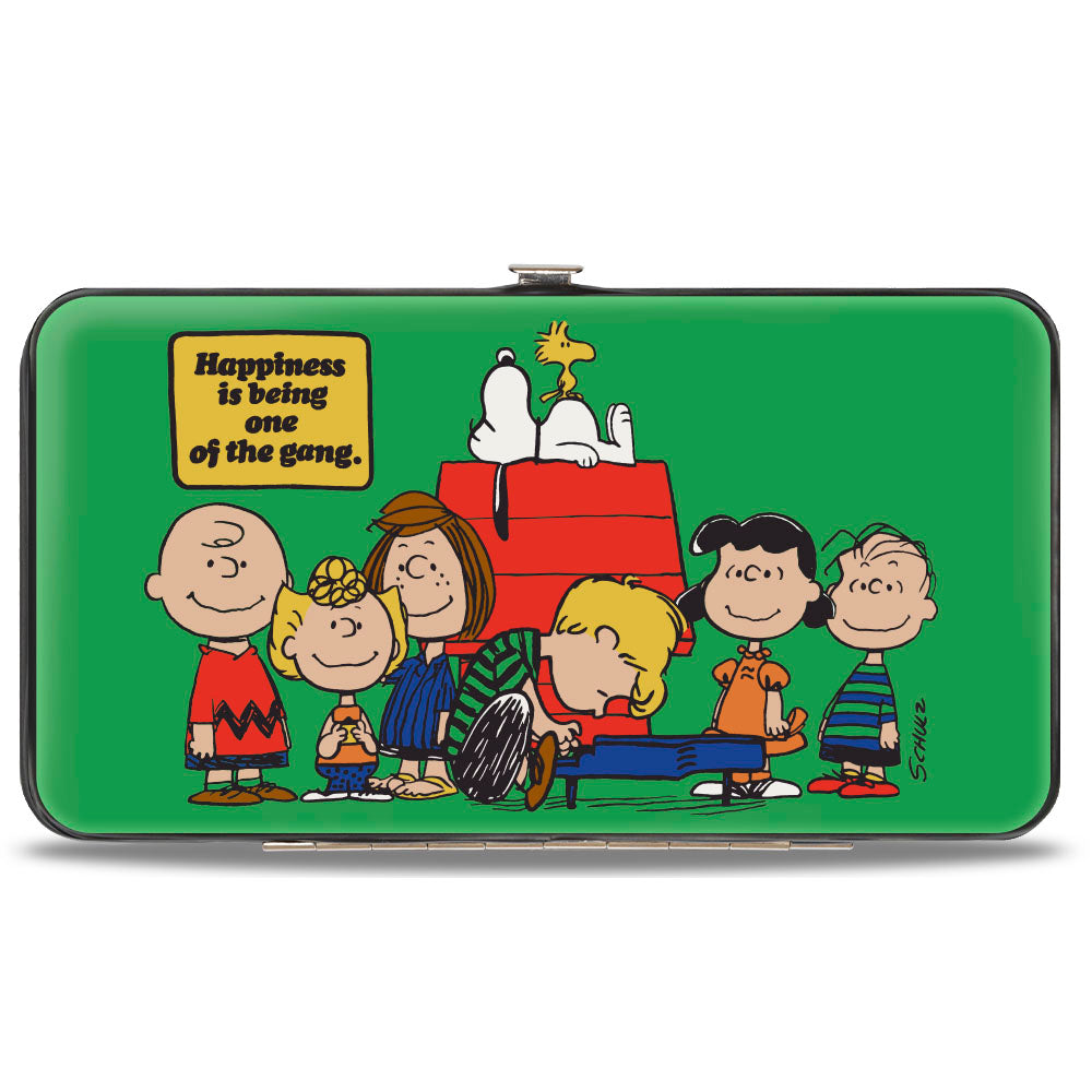 Hinged Wallet - Peanuts Gang HAPINESS IS BEING ONE OF THE GANG Group Pose Green Hinged Wallets Peanuts