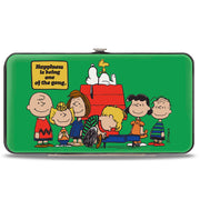Hinged Wallet - Peanuts Gang HAPINESS IS BEING ONE OF THE GANG Group Pose Green Hinged Wallets Peanuts