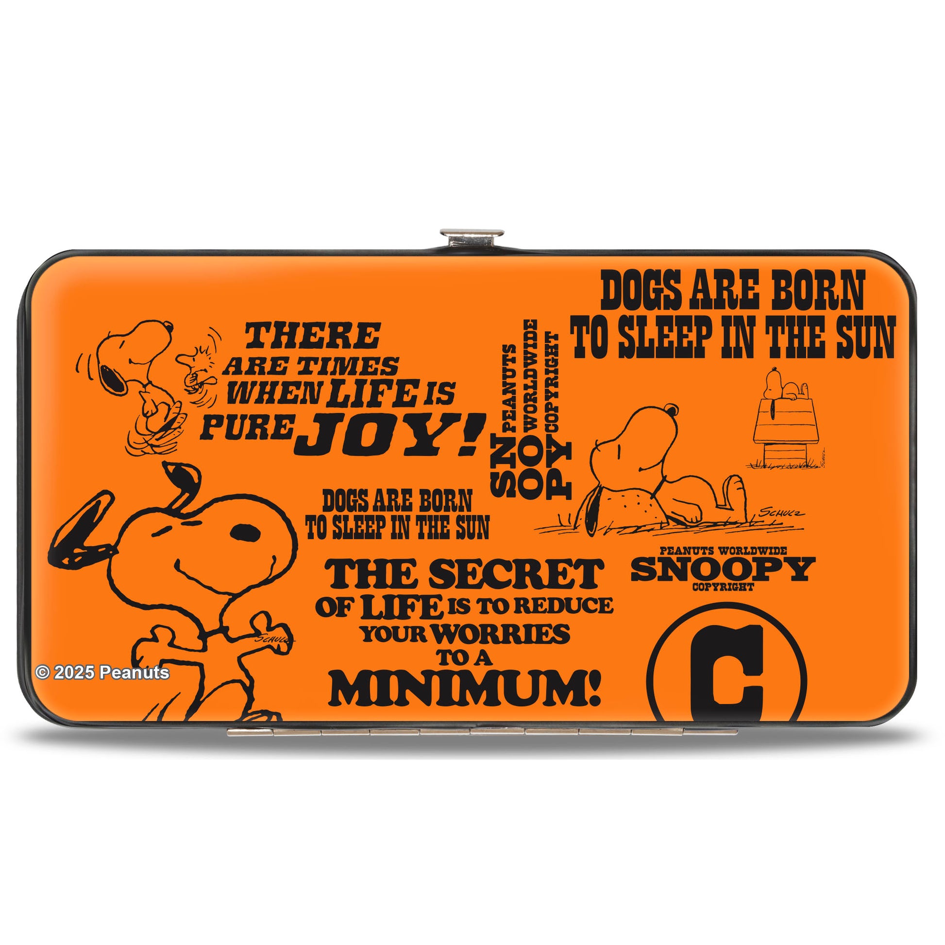Hinged Wallet - Snoopy Poses and Quotes Collage Orange/Black Hinged Wallets Peanuts