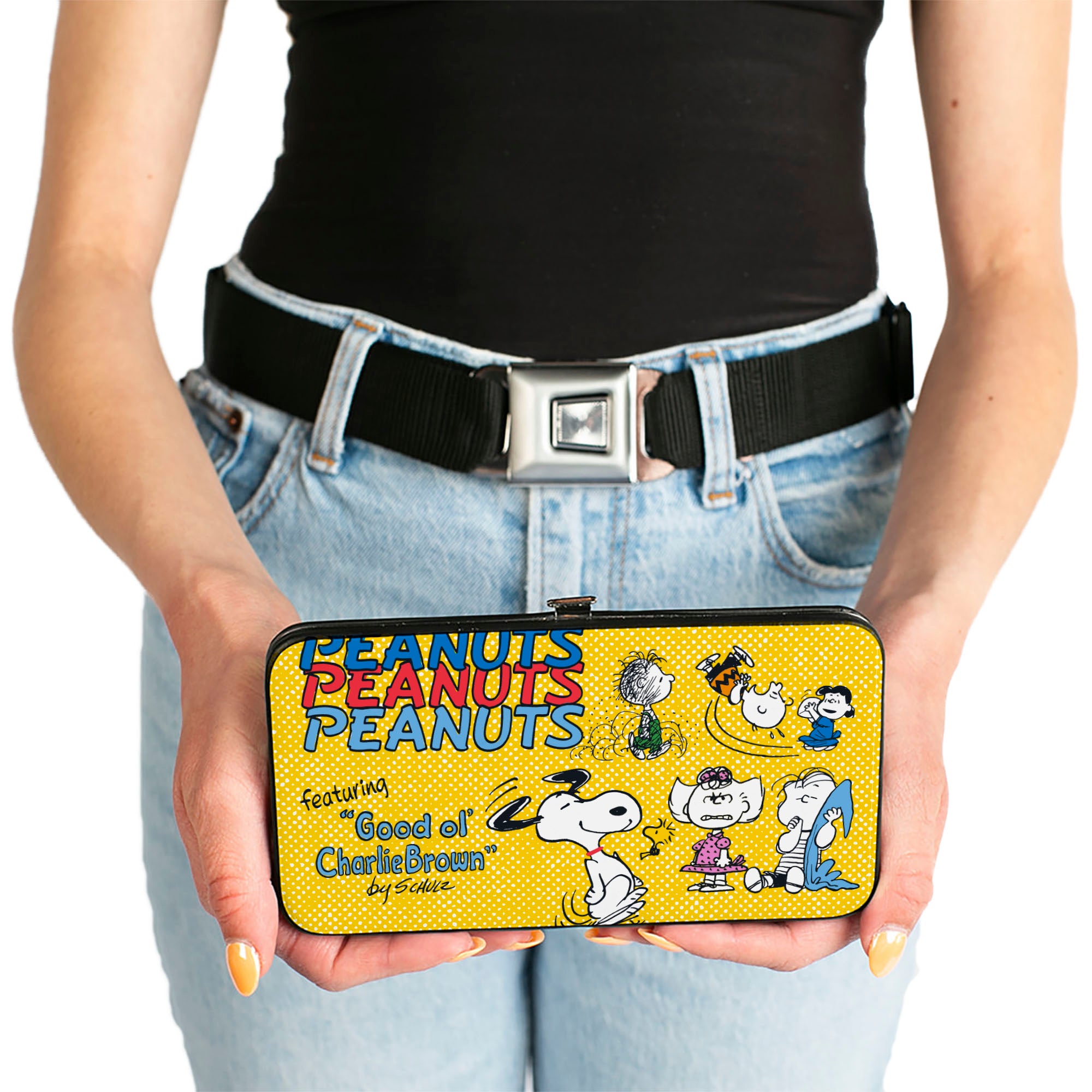 Hinged Wallet - PEANUTS Gang FEATURING GOOD OL CHARLIE BROWN Character Poses Yellow/Multi Color Hinged Wallets Peanuts