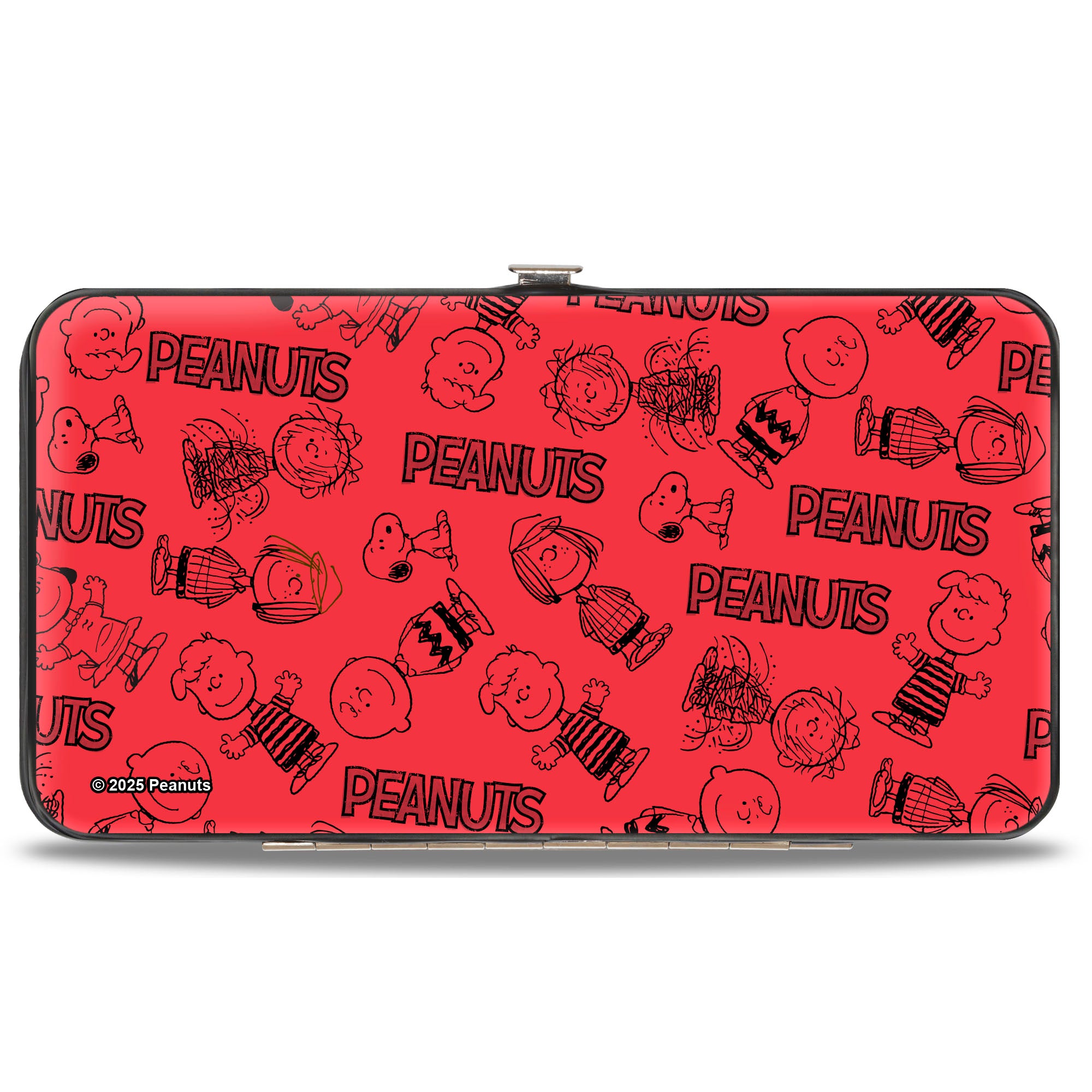 Hinged Wallet - PEANUTS Gang Six Character and Title Logo Collage Red/Black Hinged Wallets Peanuts