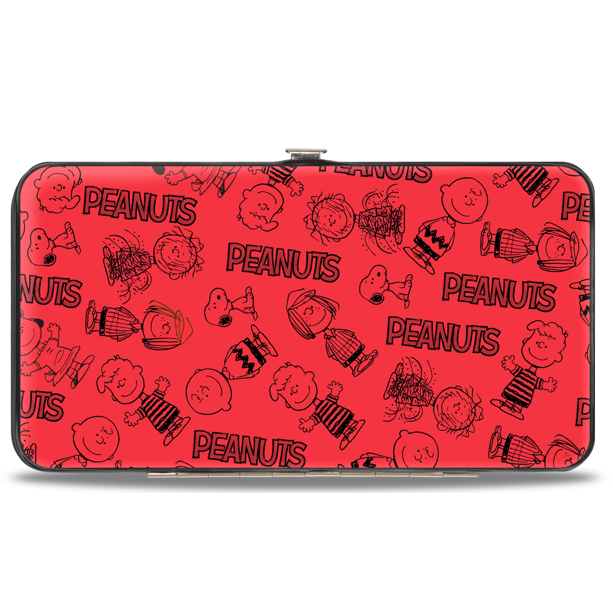 Hinged Wallet - PEANUTS Gang Six Character and Title Logo Collage Red/Black Hinged Wallets Peanuts