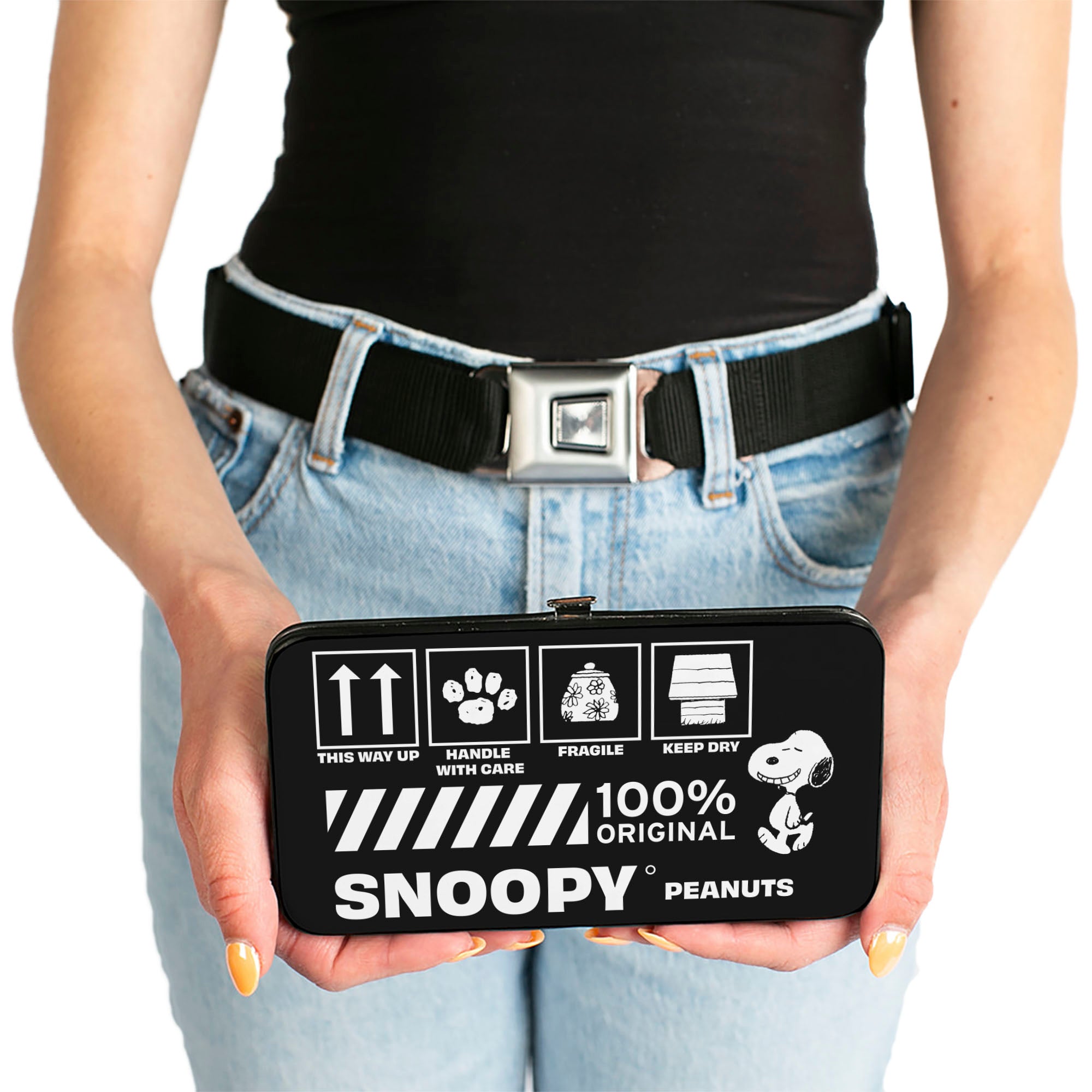 Hinged Wallet - Peanuts SNOOPY Care Symbols 100% ORIGINAL Black/White Hinged Wallets Peanuts