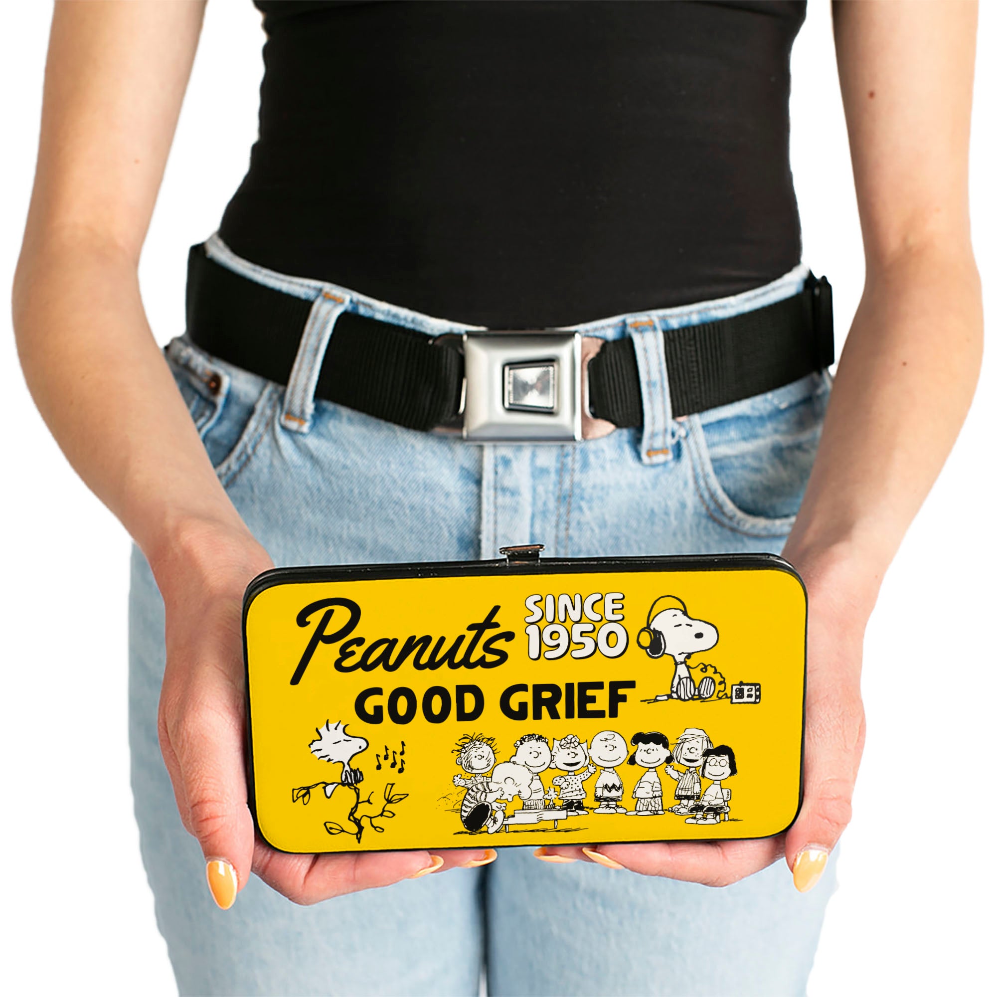 Hinged Wallet - PEANUTS Gang SINCE 1950 GOOD GRIEF Group Pose Yellow/Black Hinged Wallets Peanuts