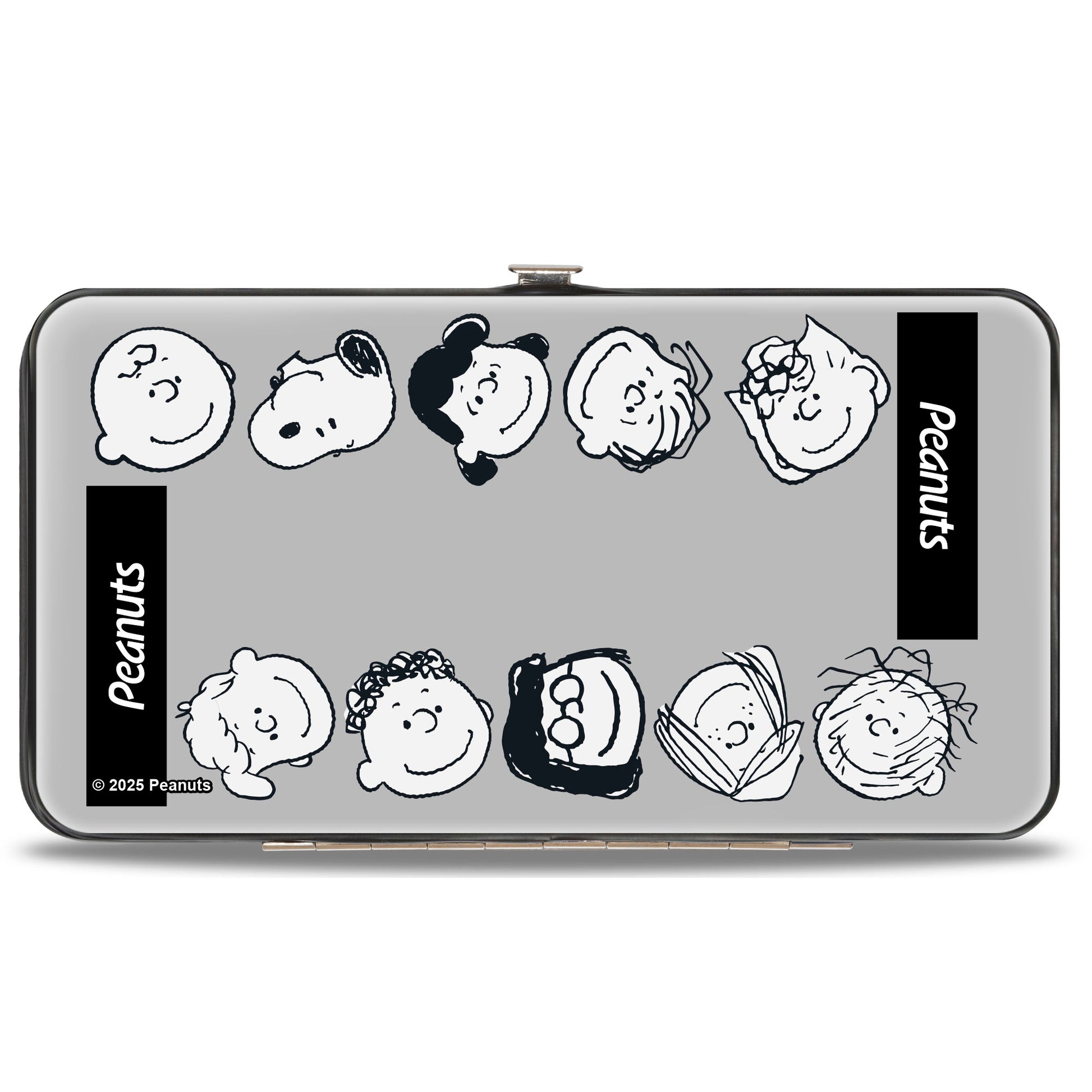 Hinged Wallet - Peanuts Gang Ten Character Faces Gray/Black/White Hinged Wallets Peanuts