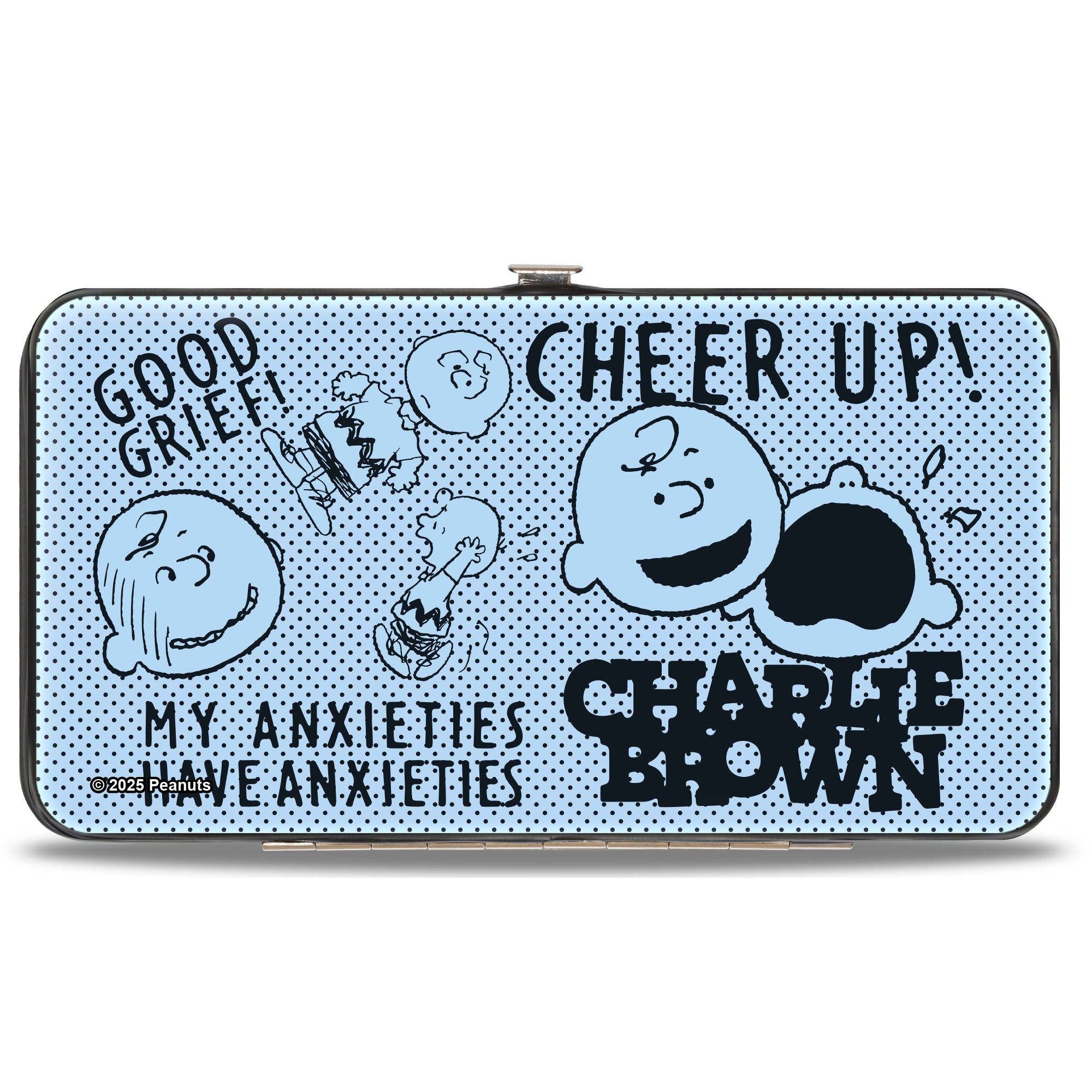 Hinged Wallet - CHARLIE BROWN Poses and Quotes Light Blue/Black Hinged Wallets Peanuts