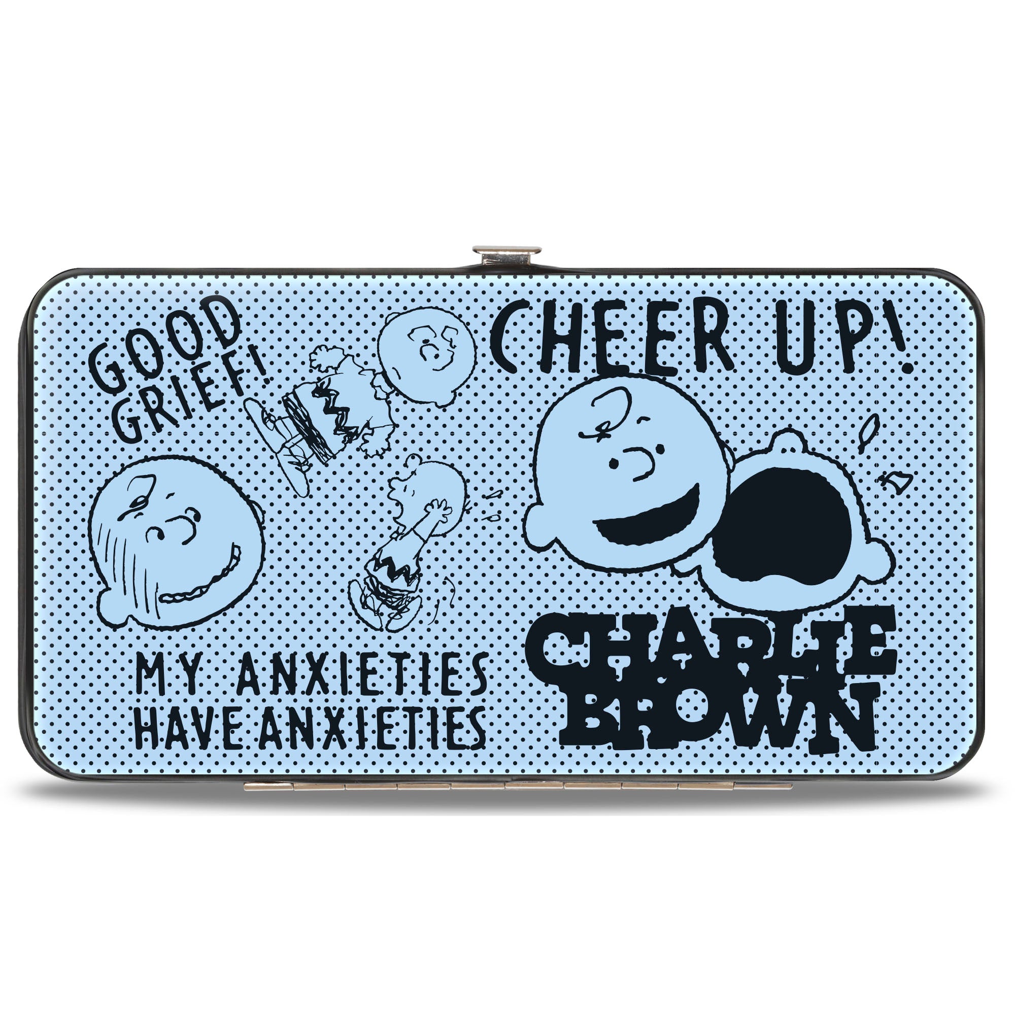 Hinged Wallet - CHARLIE BROWN Poses and Quotes Light Blue/Black Hinged Wallets Peanuts