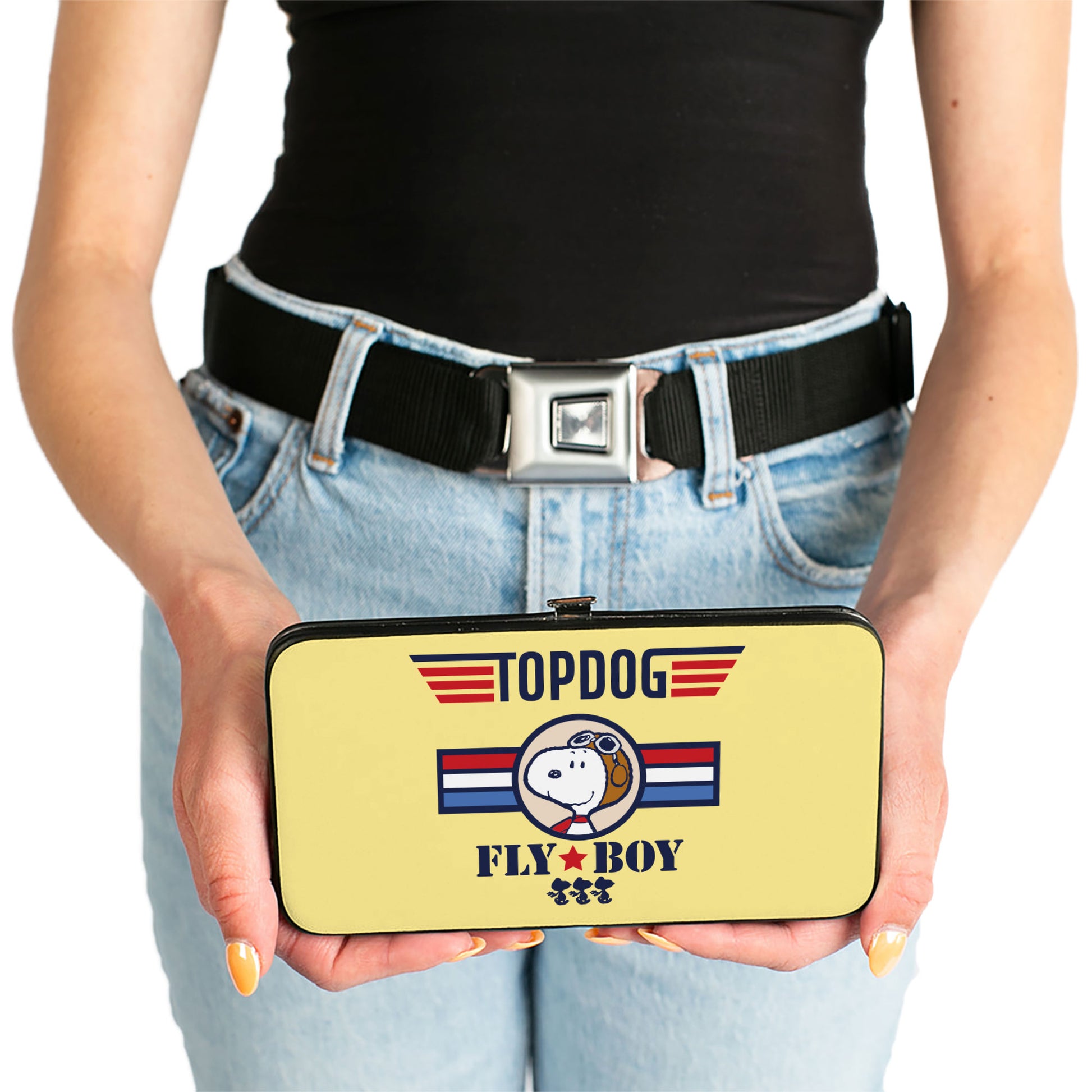 Hinged Wallet - Peanuts Snoopy FLY BOY TOP DOG Flying Ace Yellow/Blue/Red Hinged Wallets Peanuts