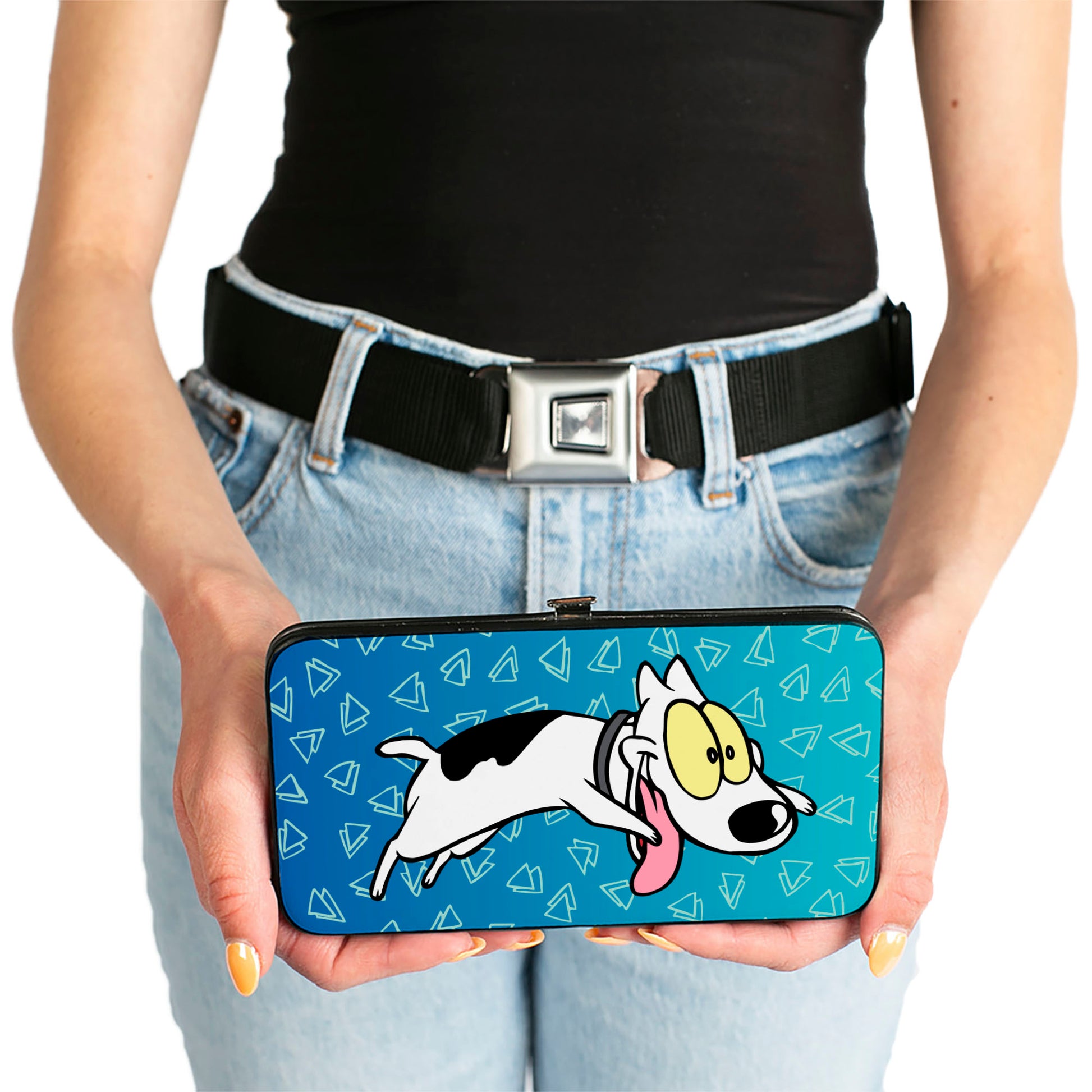 Hinged Wallet - Rocko's Modern Life Spunky Pose + Logo Blues White Hinged Wallets Ren and Stimpy
