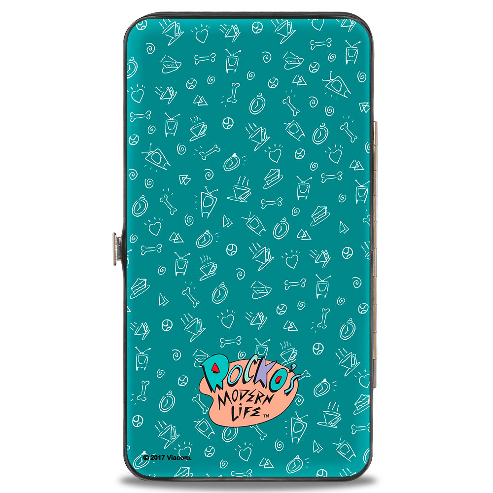 Hinged Wallet - Rocko's Modern Life Rocko & Spunky Pose + Logo Turquoise White Hinged Wallets Ren and Stimpy