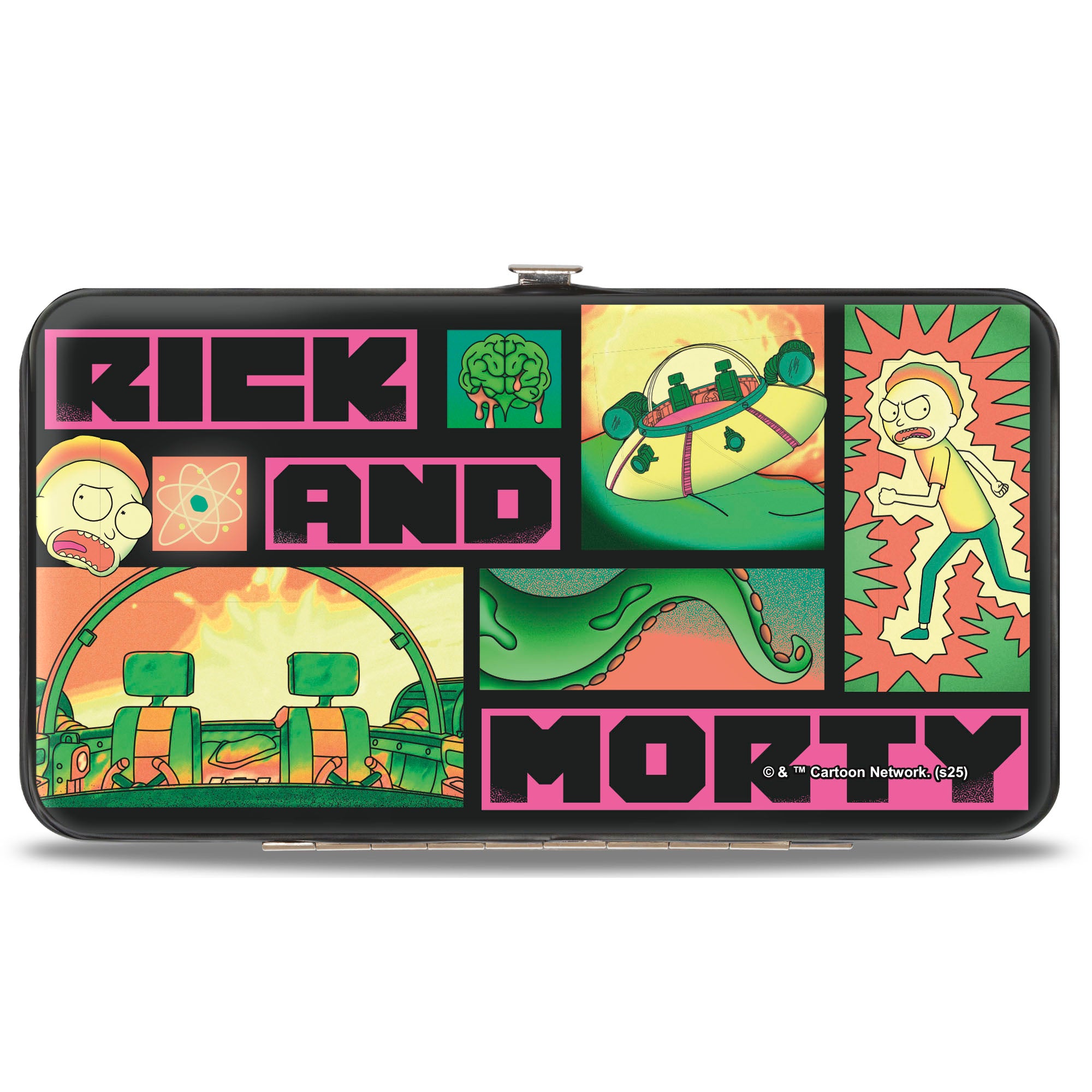 Hinged Wallet - RICK AND MORTY Text Blocks and Scenes Black/Multi Color Hinged Wallets Rick and Morty