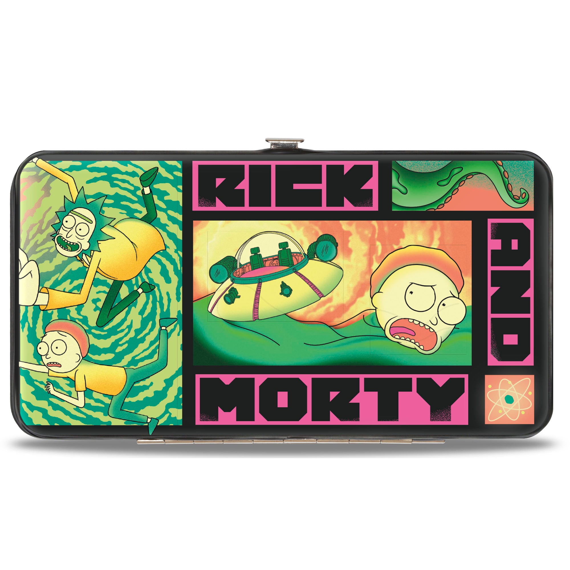 Hinged Wallet - RICK AND MORTY Text Blocks and Scenes Black/Multi Color Hinged Wallets Rick and Morty