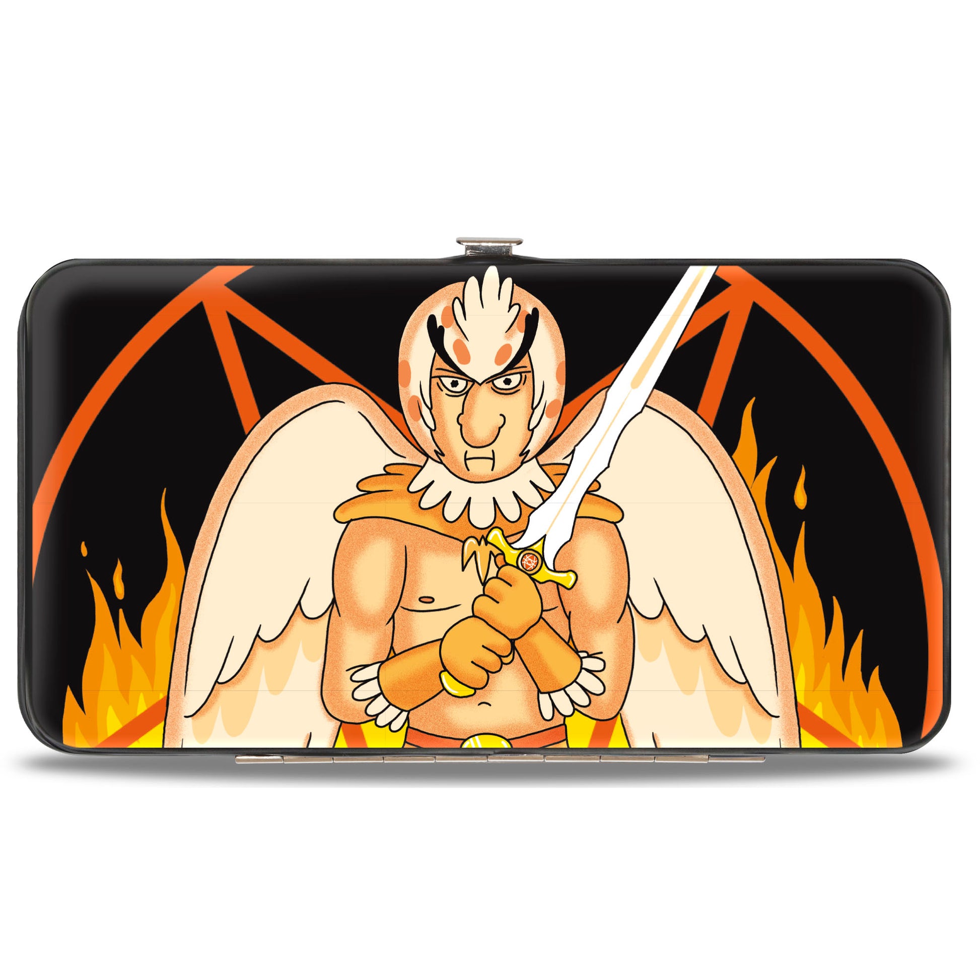 Hinged Wallet - Rick and Morty BIRD PERSON Pentagram Fire Pose Black/Reds Hinged Wallets Rick and Morty