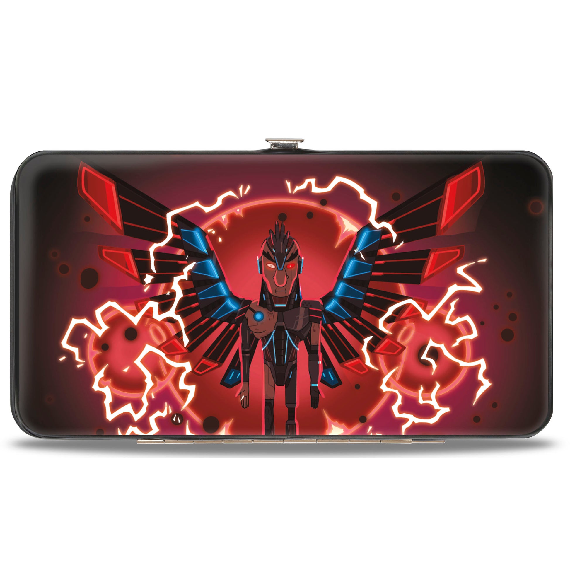 Hinged Wallet - Rick and Morty PHOENIX PERSON Electric Charge Pose Black/Reds/Blues Hinged Wallets Rick and Morty
